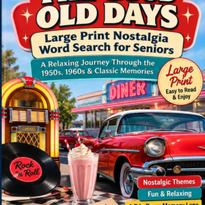 The Good Old Days – 50 Pages Large Print Nostalgia Word Search for Seniors (1950s & 1960s Printable PDF)